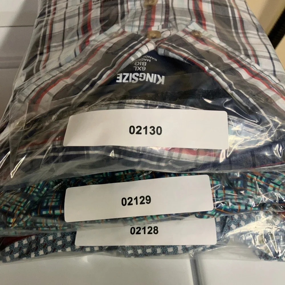 KingSize Button Up Long Sleeve Shirt Lot of 3 Geometric Plaid Mens 6XL Big